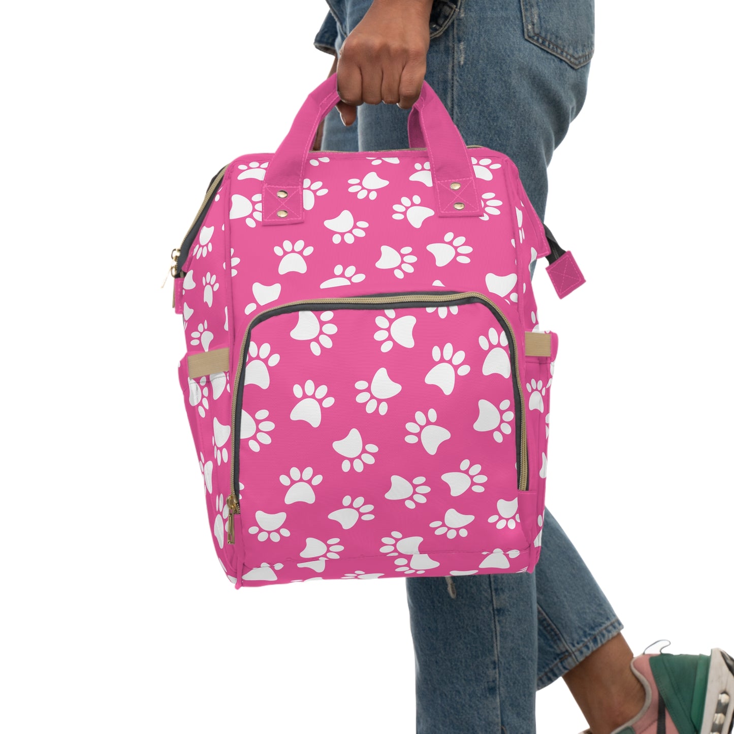 Paw Print Diaper Backpack - Cute & Durable Nappy Bag, Spacious Organized Design for Pet-Owning Parents