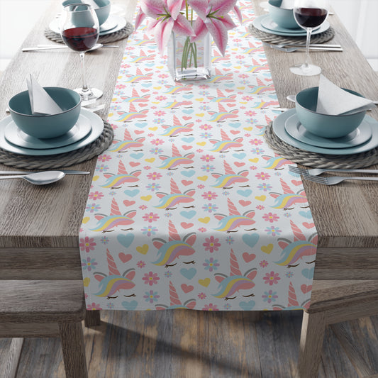 Unicorn Print Table Runner - Magical Elegance, Cotton Twill or Polyester - Perfect for Whimsical & Fantasy Home Decor
