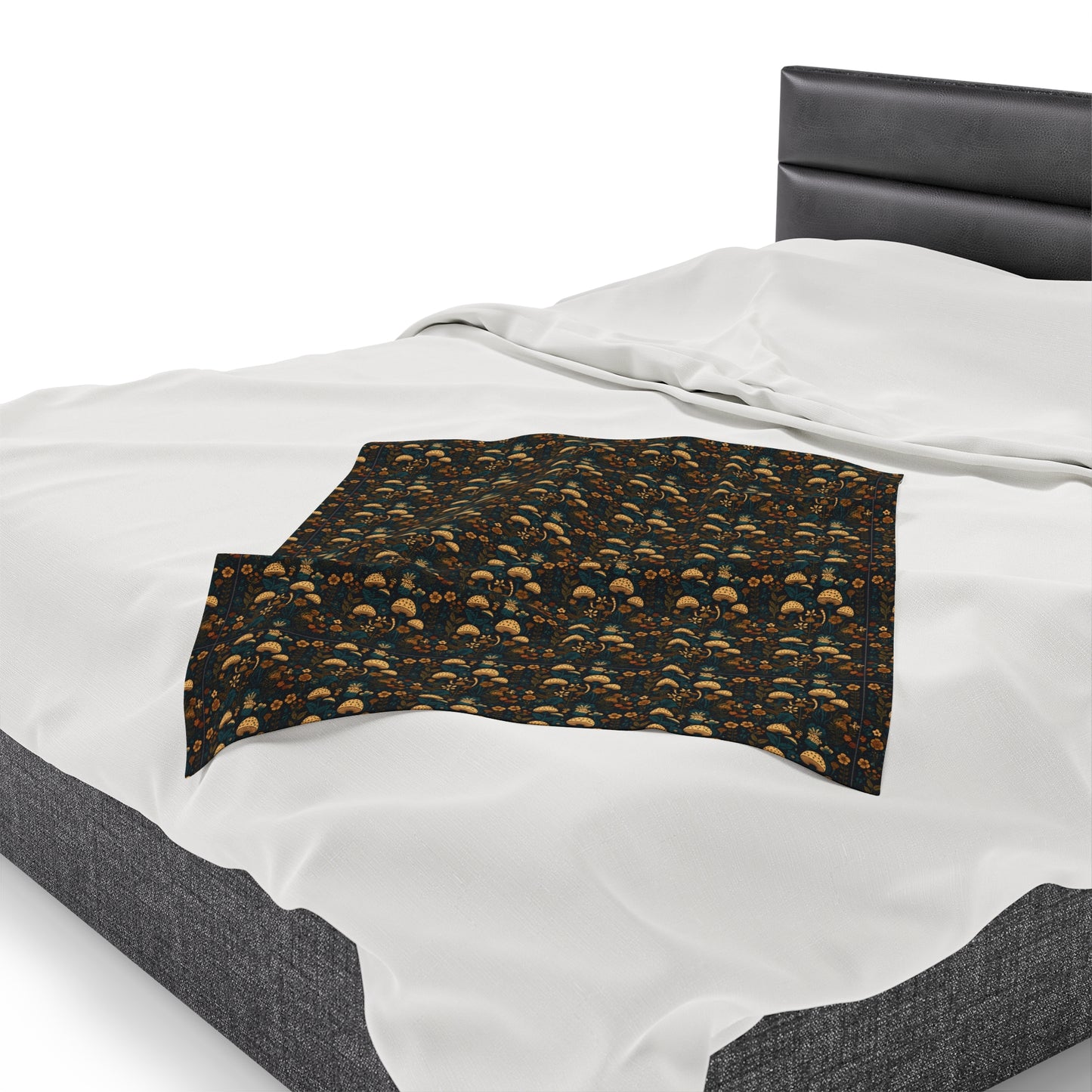 Mushroom Velveteen Plush Blanket | Soft, Whimsical, Luxurious and Comforting | Available in Multiple Sizes
