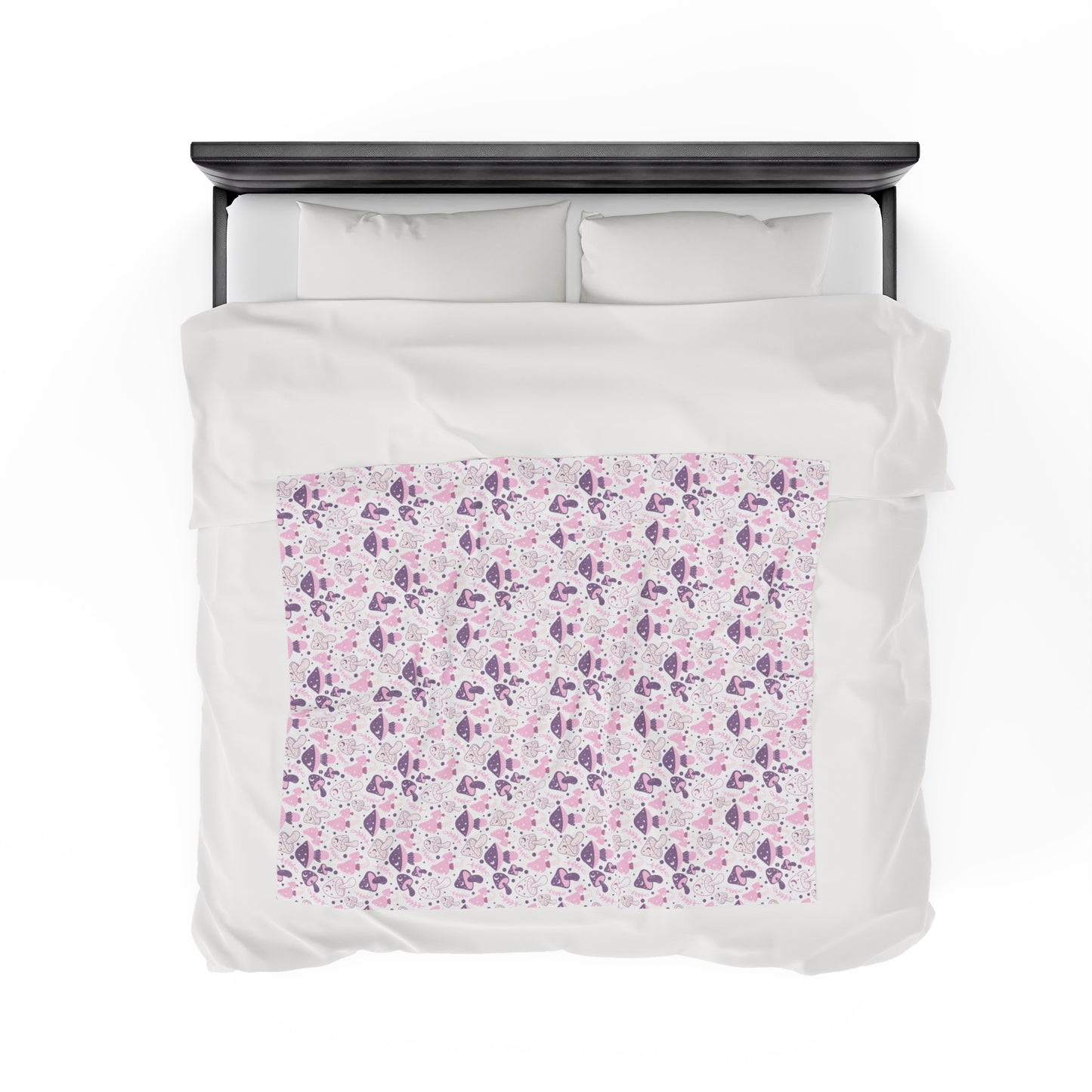 Mushroom Velveteen Plush Blanket | Soft, Whimsical, Luxurious and Comforting | Available in Multiple Sizes