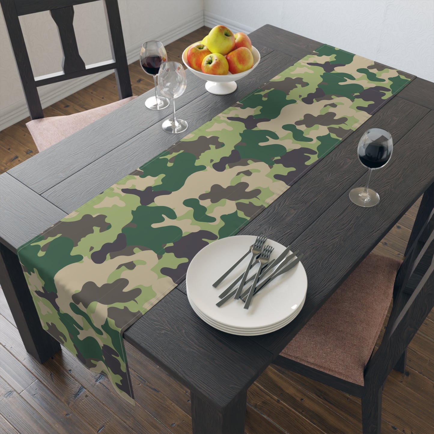 Camouflage Table Runner - Durable Cotton Twill or Polyester - Perfect for Outdoor Enthusiasts & Home Decor