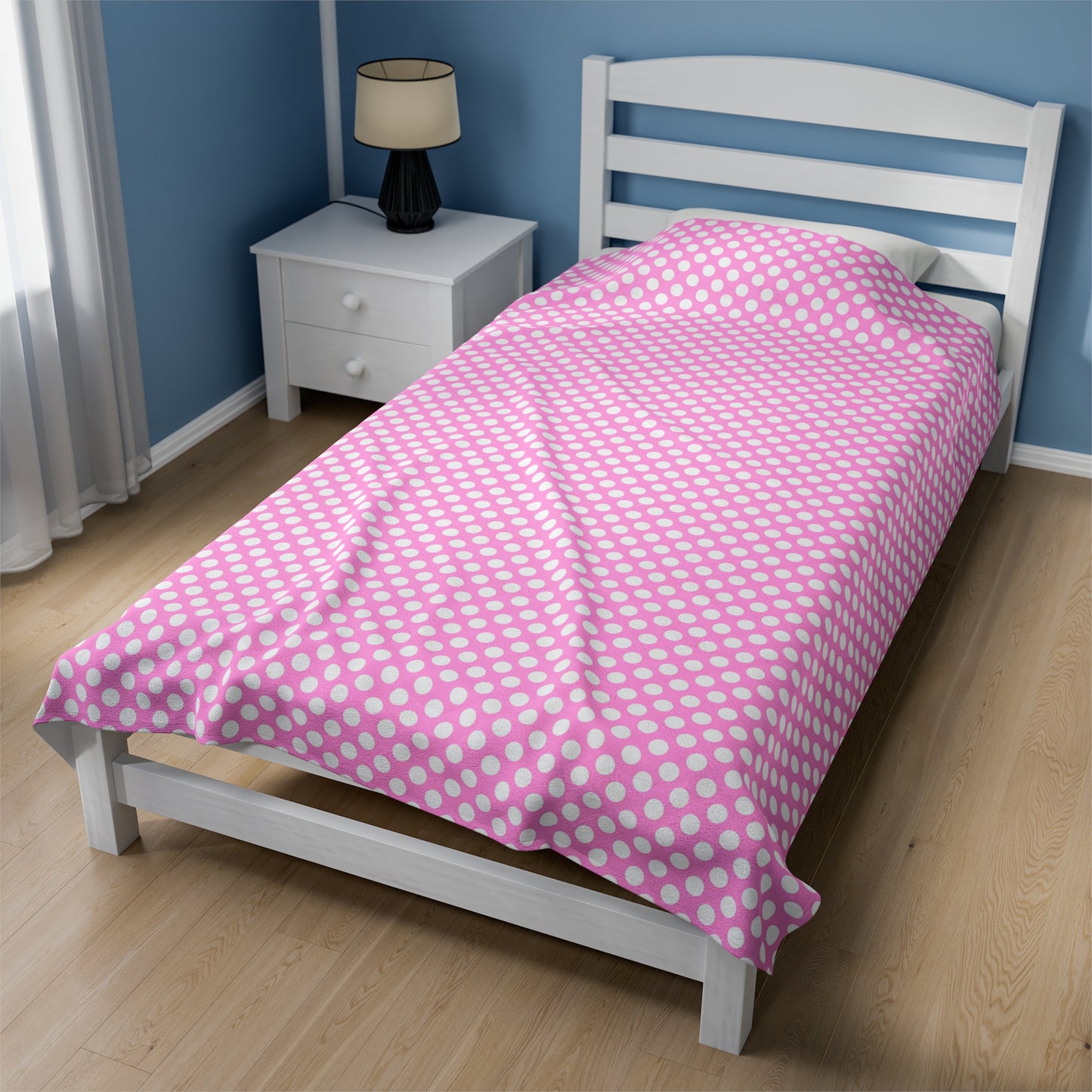 Pastel Polka Dot Velveteen Plush Blanket | Soft, Playful, Luxurious and Comforting | Available in Multiple Sizes