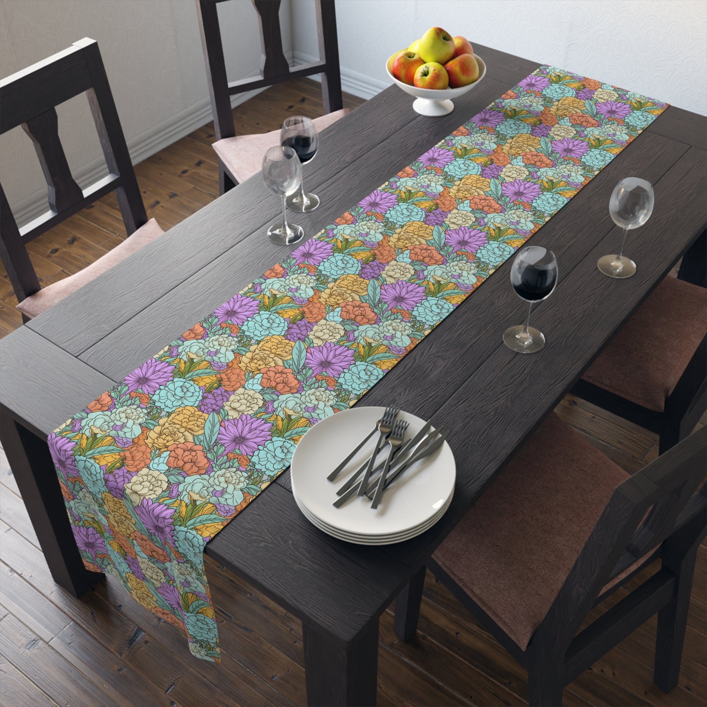Boho Floral Table Runner - Vibrant Designs in Cotton Twill or Polyester - Ideal for Natural Home Decor
