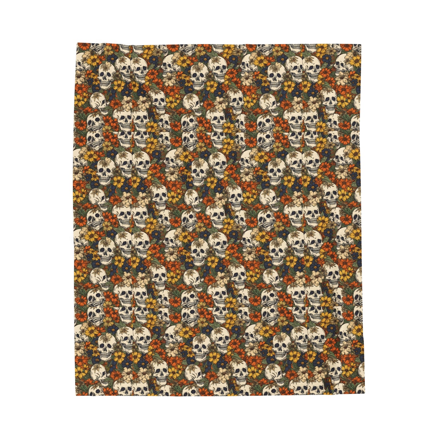 Skull Print Velveteen Plush Blanket | Soft, Edgy, Luxurious and Comforting | Available in Multiple Sizes