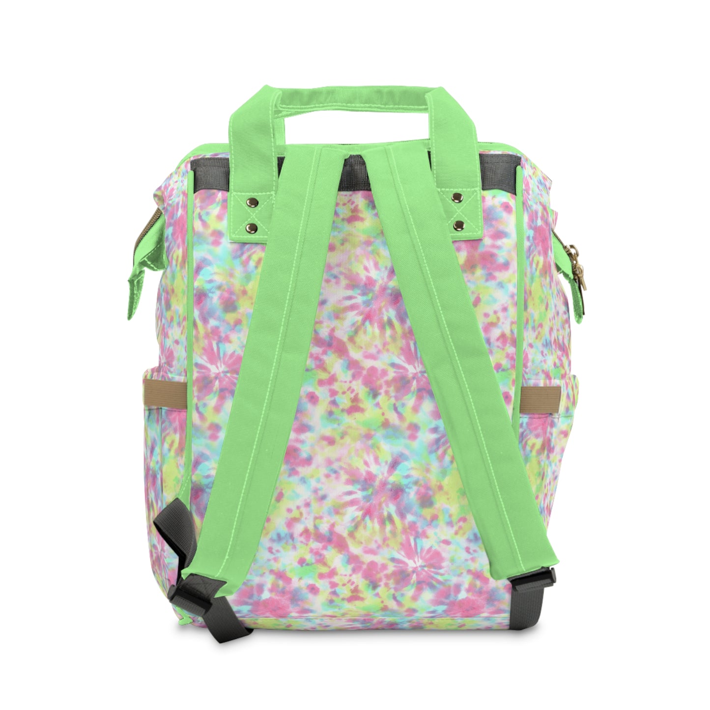Multifunctional Tie-Dye Diaper Backpack - Lightweight Nylon Baby Bag with Adjustable Straps