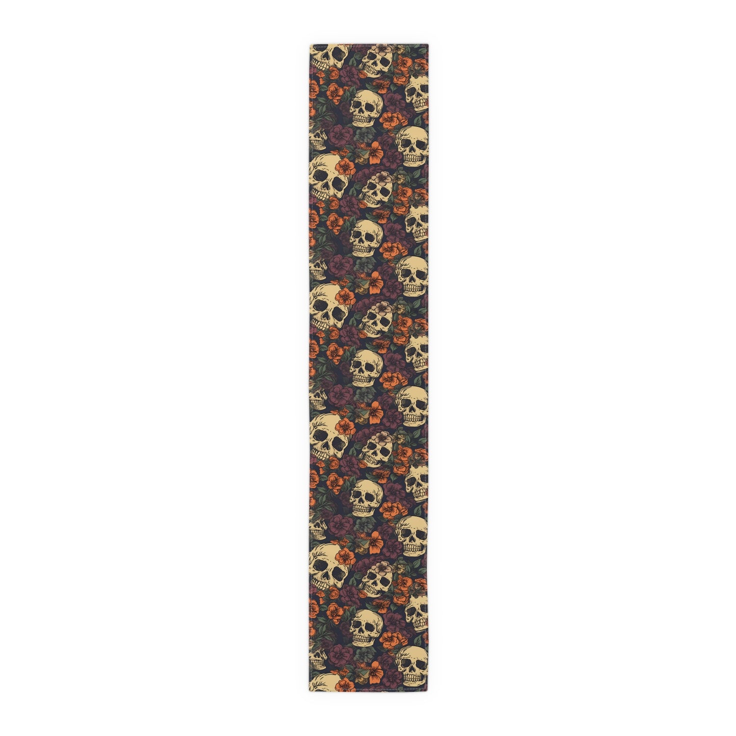Skull Print Table Runner - Bold Cotton Twill or Sleek Polyester - Ideal for Gothic & Edgy Home Decor