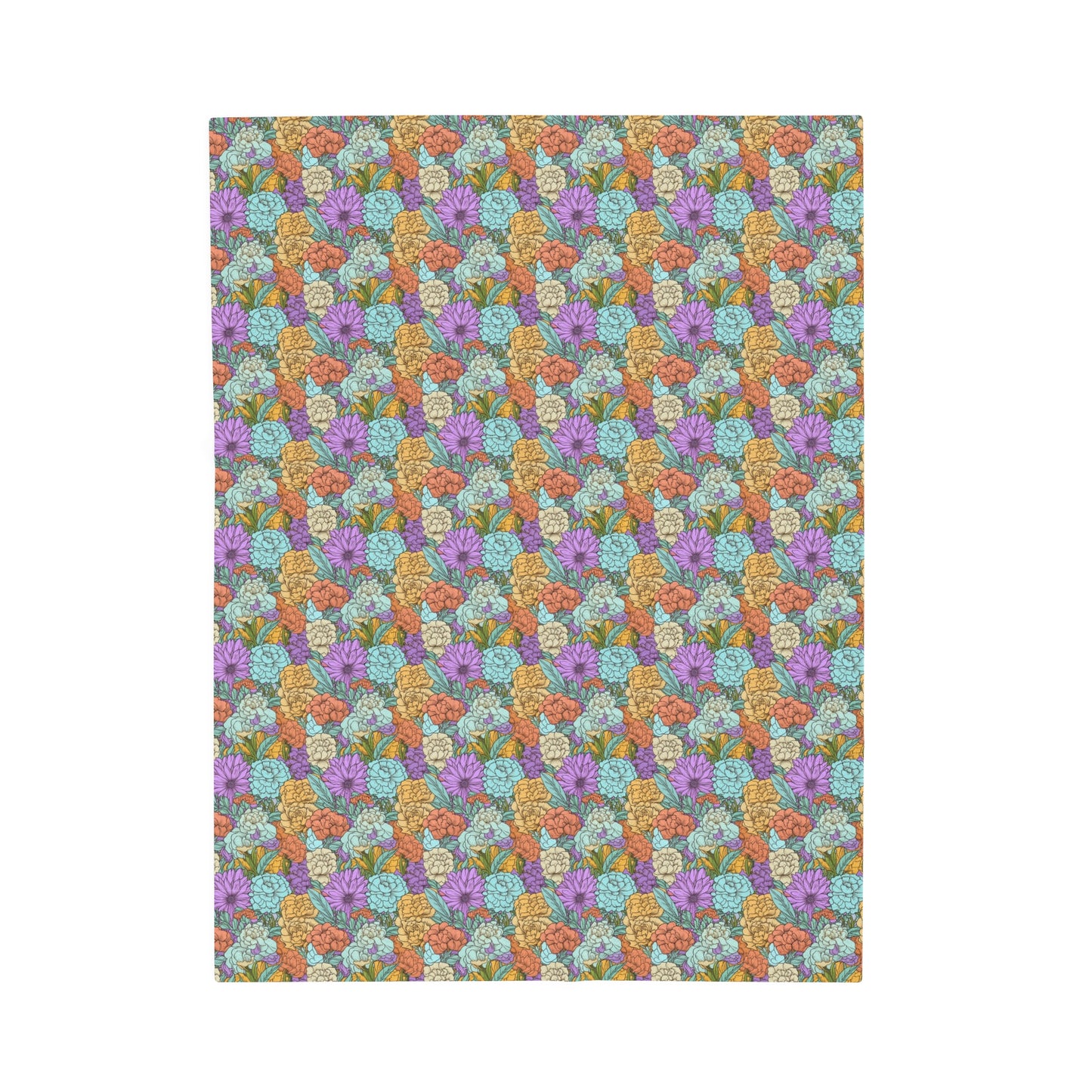 Boho Floral Velveteen Plush Blanket | Soft, Artistic, Luxurious and Comforting | Available in Multiple Sizes