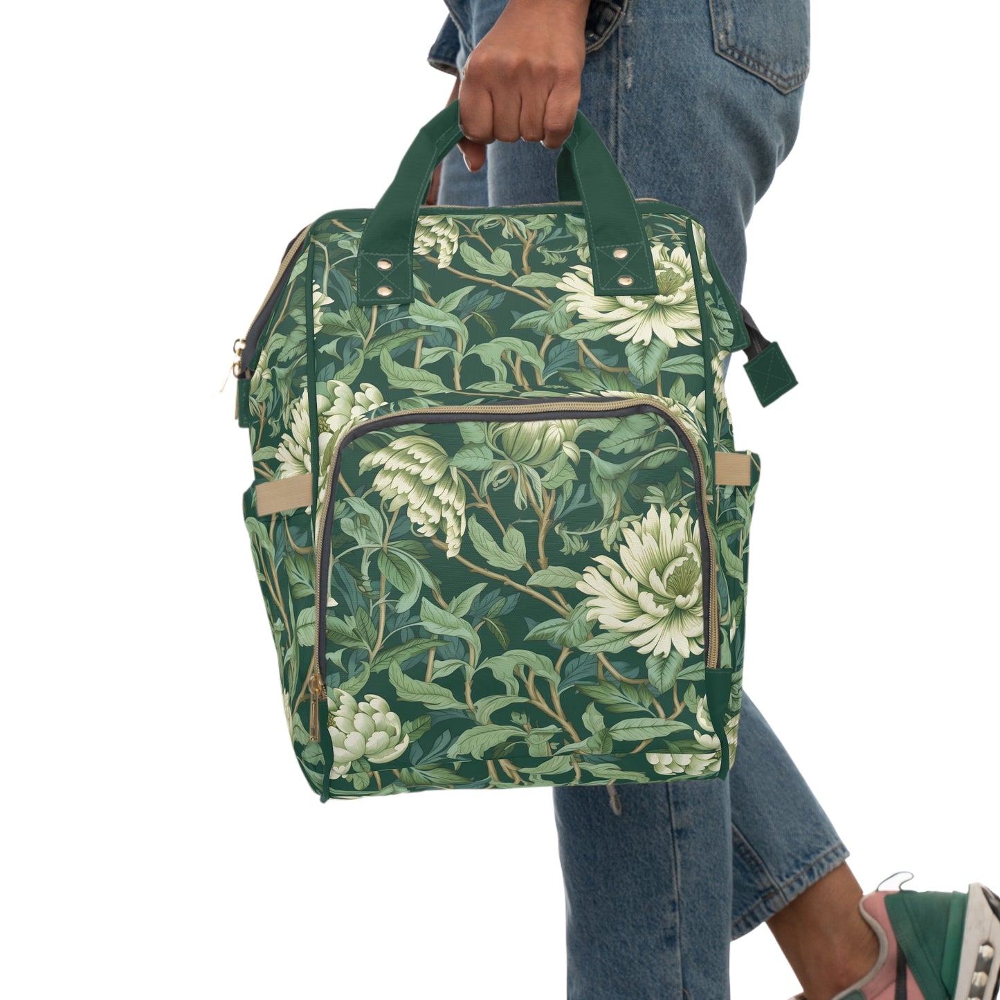 Chinoiserie Diaper Backpack - Elegant & Practical Baby Bag with Traditional Asian Motifs, Perfect for Stylish Parents
