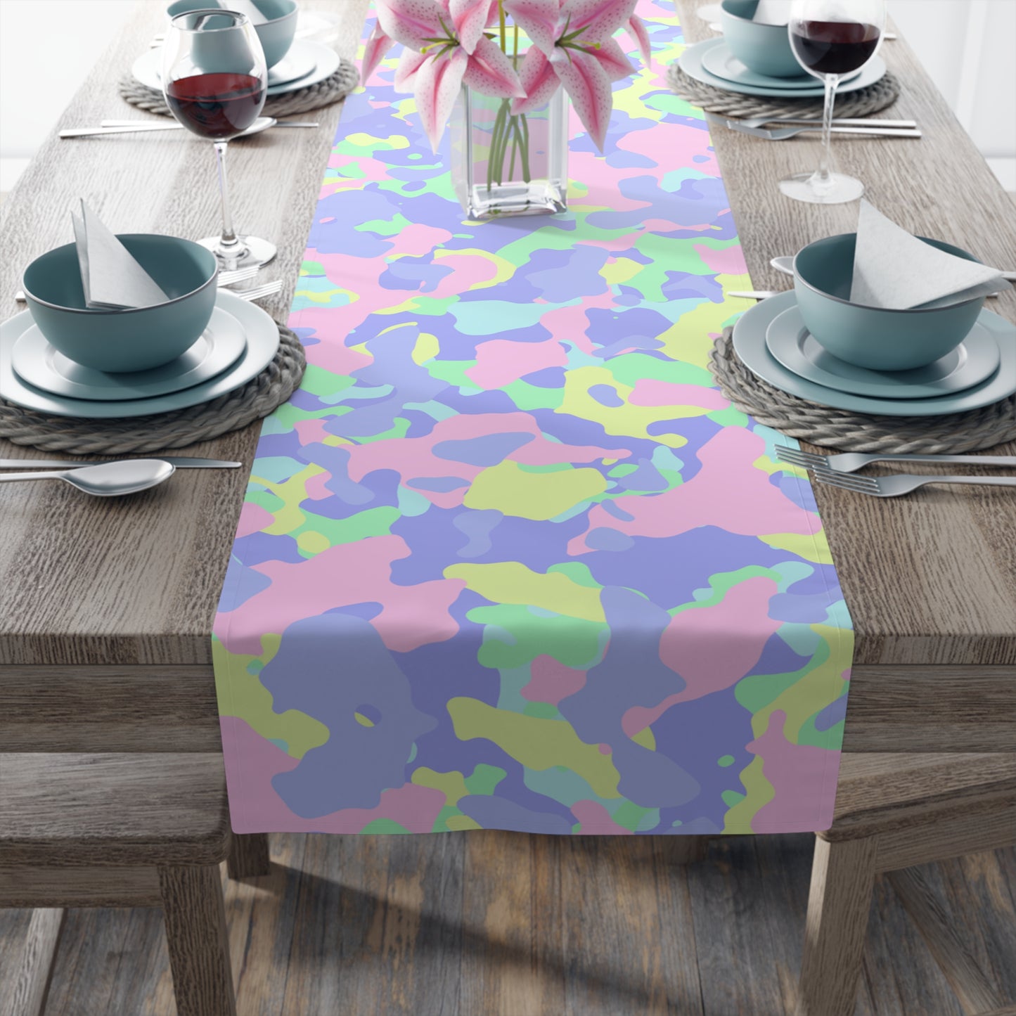 Camouflage Table Runner - Durable Cotton Twill or Polyester - Perfect for Outdoor Enthusiasts & Home Decor