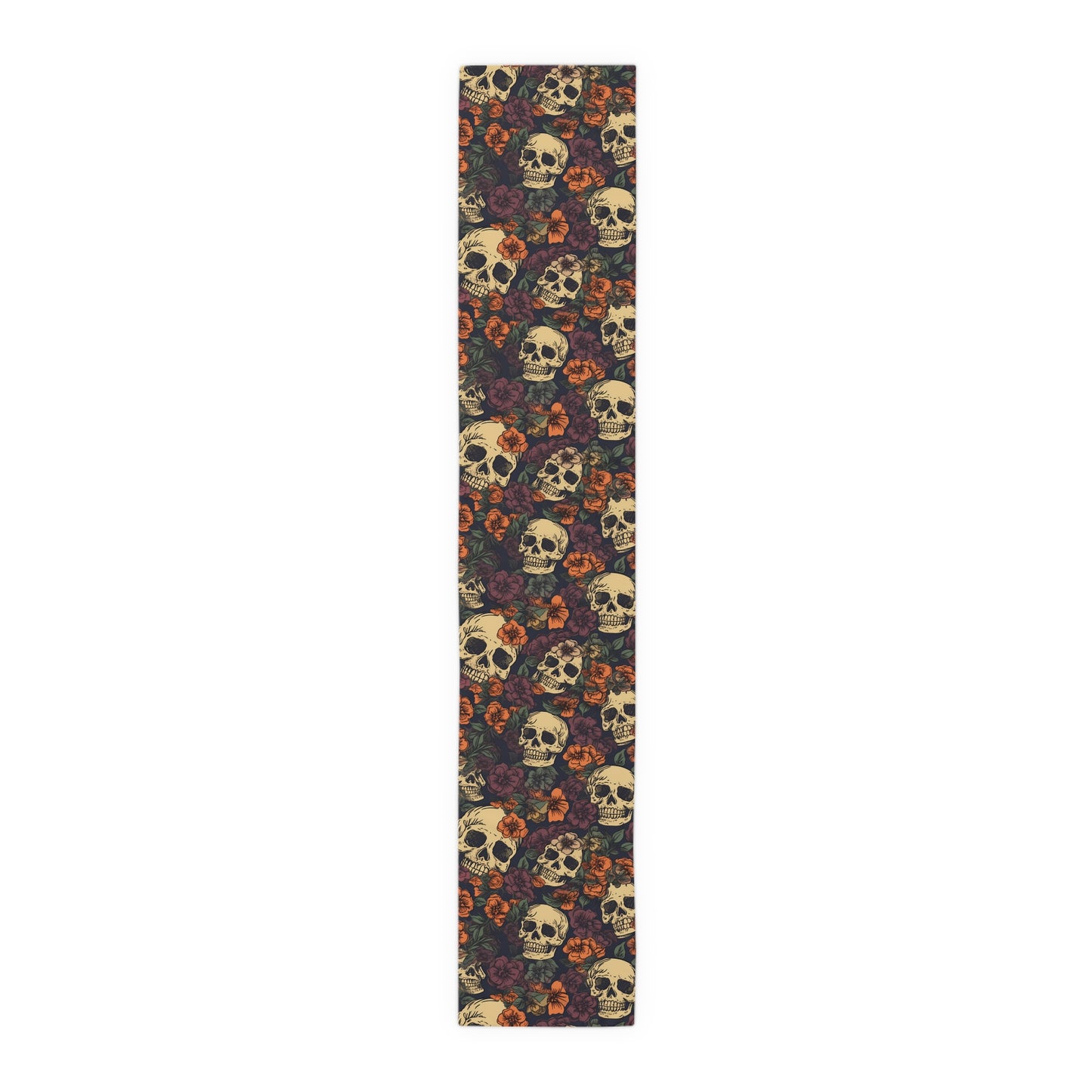 Skull Print Table Runner - Bold Cotton Twill or Sleek Polyester - Ideal for Gothic & Edgy Home Decor