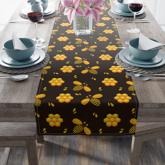 Honey Bee Print Table Runner - Buzzing with Charm - Perfect for Nature Lovers Homes