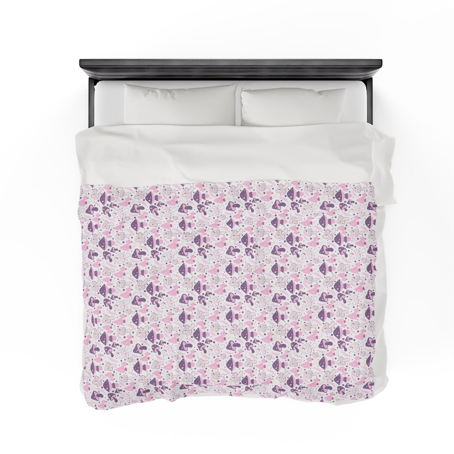 Mushroom Velveteen Plush Blanket | Soft, Whimsical, Luxurious and Comforting | Available in Multiple Sizes