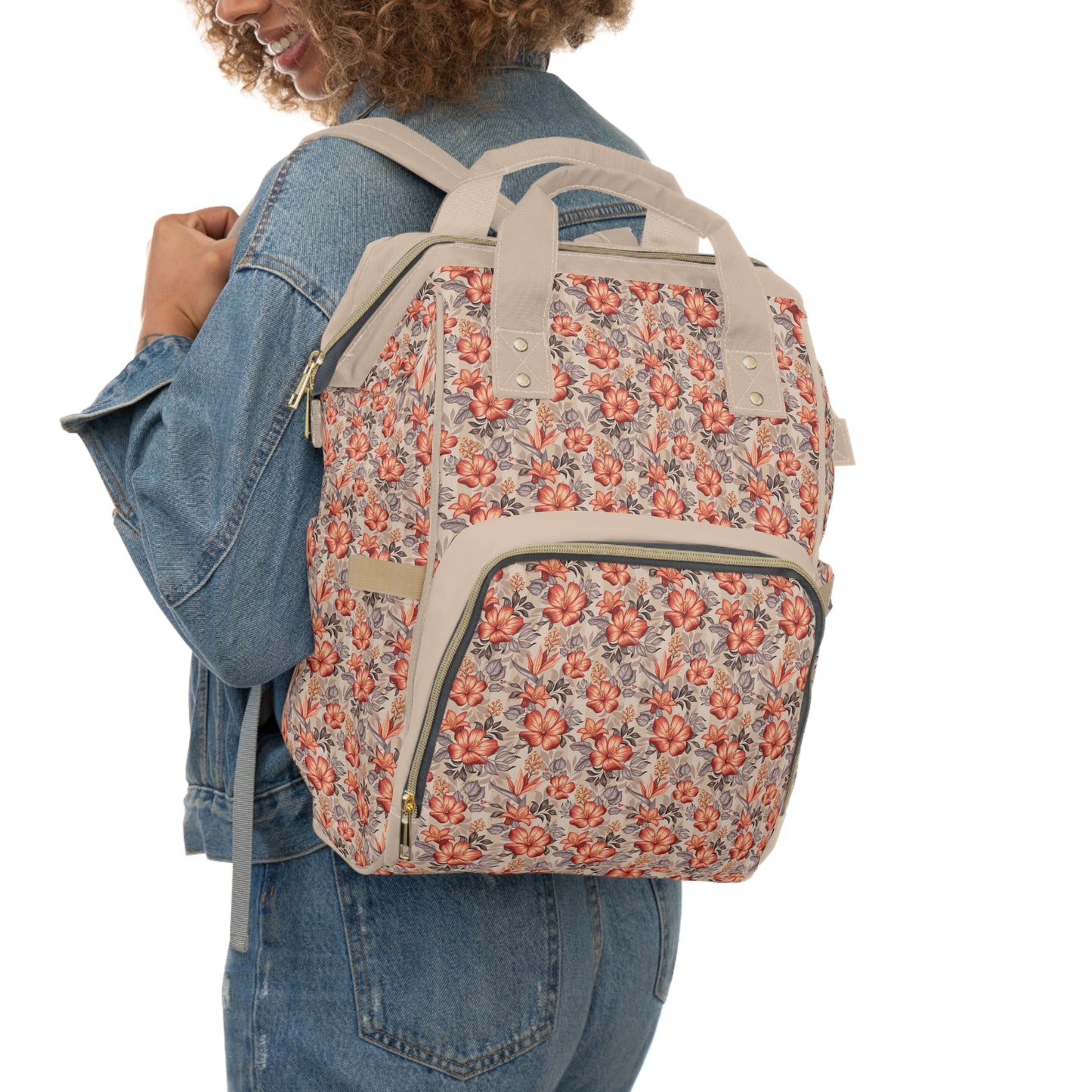 Boho Floral Diaper Backpack - Multifunctional & Spacious Floral Baby Bag for Trendy Parents
