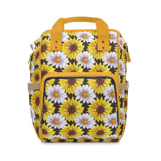 Sunflower Diaper Backpack - Bright & Multifunctional Baby Bag with Sunflower Design, Perfect for Nature-Loving Parents