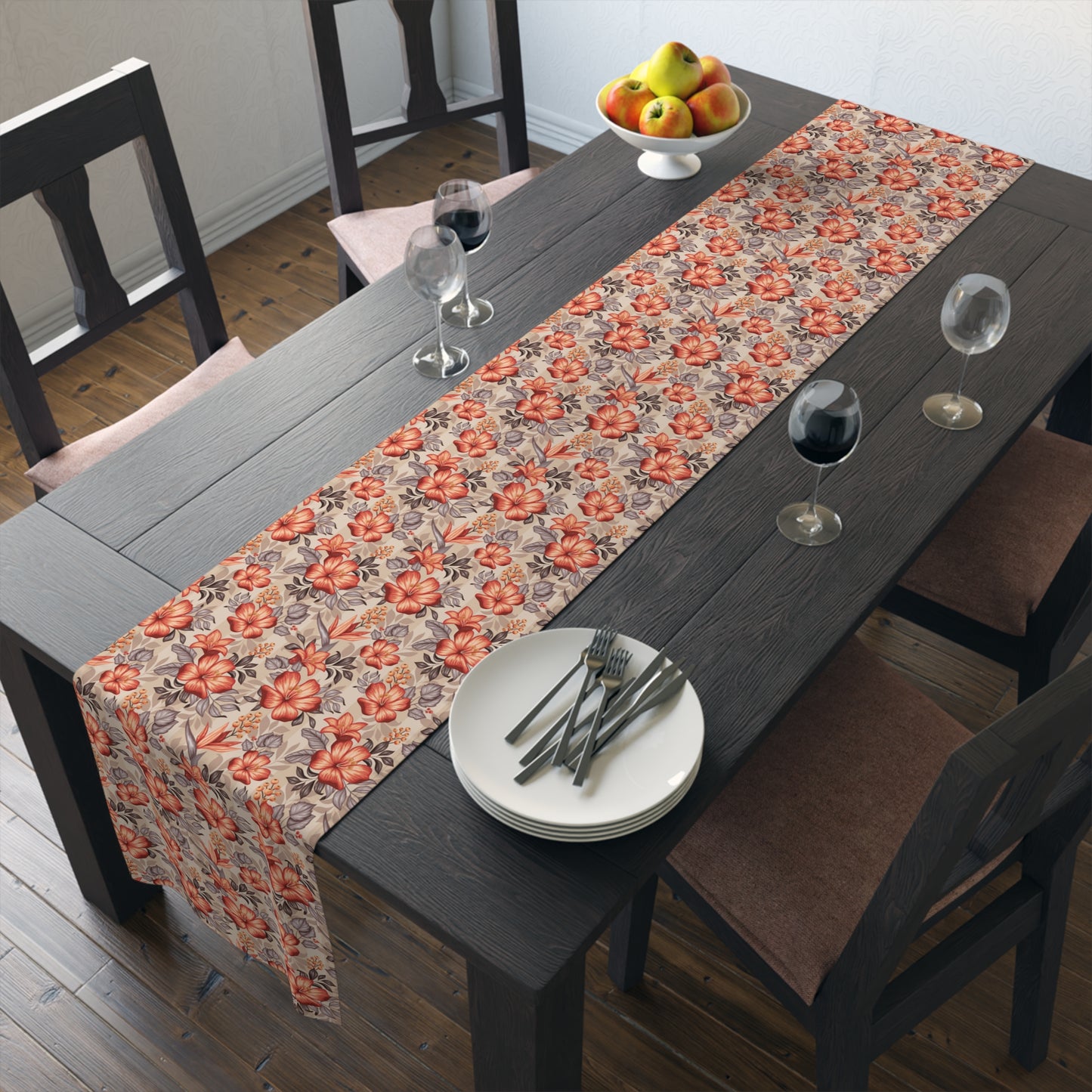 Boho Floral Table Runner - Vibrant Designs in Cotton Twill or Polyester - Ideal for Natural Home Decor