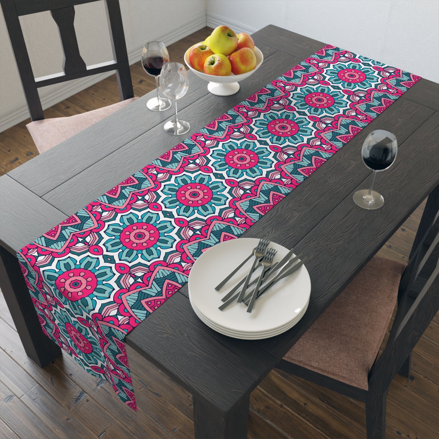 Mandala Print Table Runner - Intricate Patterns, Cotton Twill or Polyester - Ideal for Decorative Home Accents