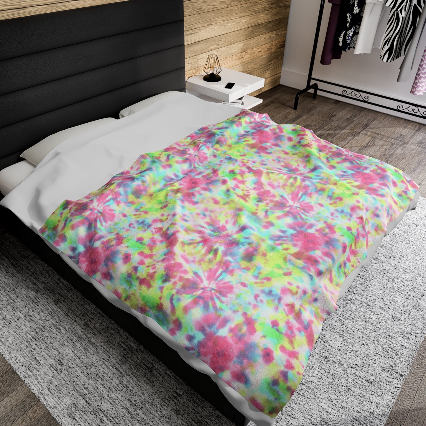 Tie Dye Velveteen Plush Blanket | Soft, Colorful, and Comforting | Available in Multiple Sizes