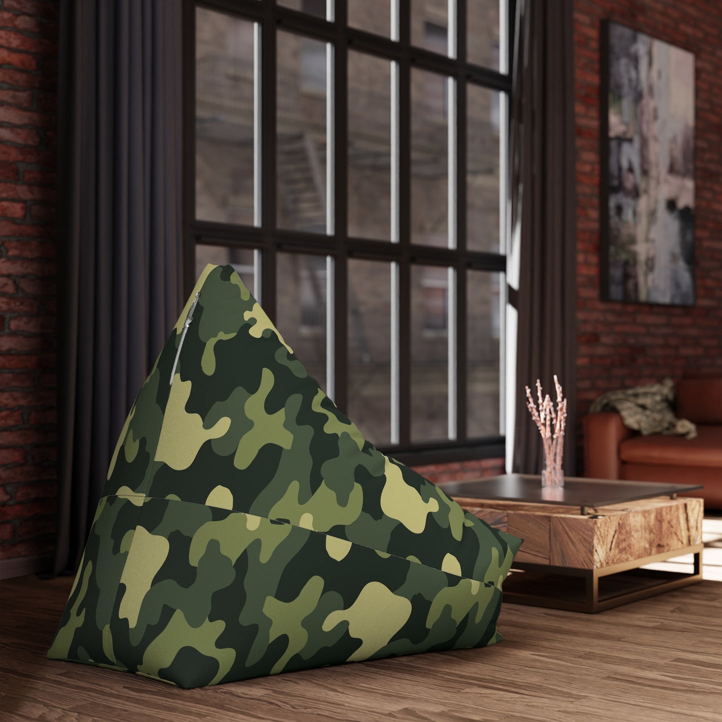 Camouflage Bean Bag Chair Cover - Durable Polyester, Locking Zipper, 2 Sizes Camo Bean Bag Cover