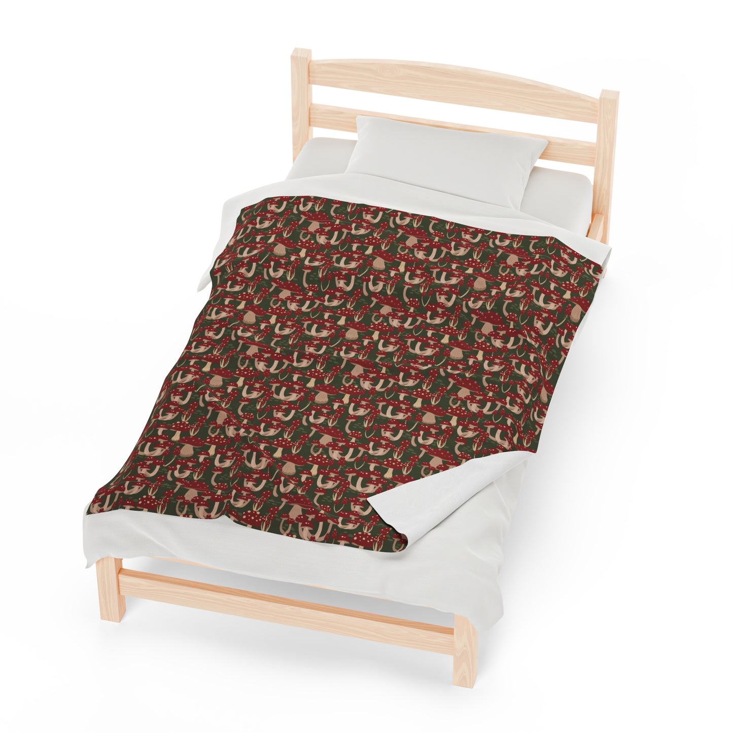 Mushroom Velveteen Plush Blanket | Soft, Whimsical, Luxurious and Comforting | Available in Multiple Sizes