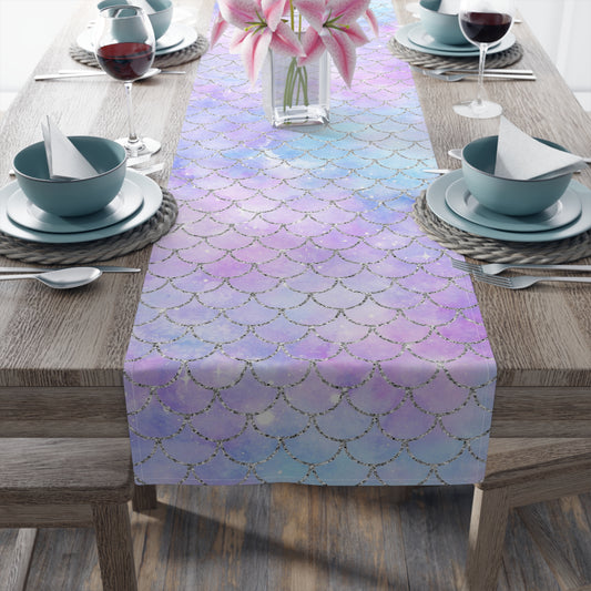 Mermaid Print Table Runner - Mystical Sea Charm, Cotton Twill or Polyester - Perfect for Enchanting Home Decor
