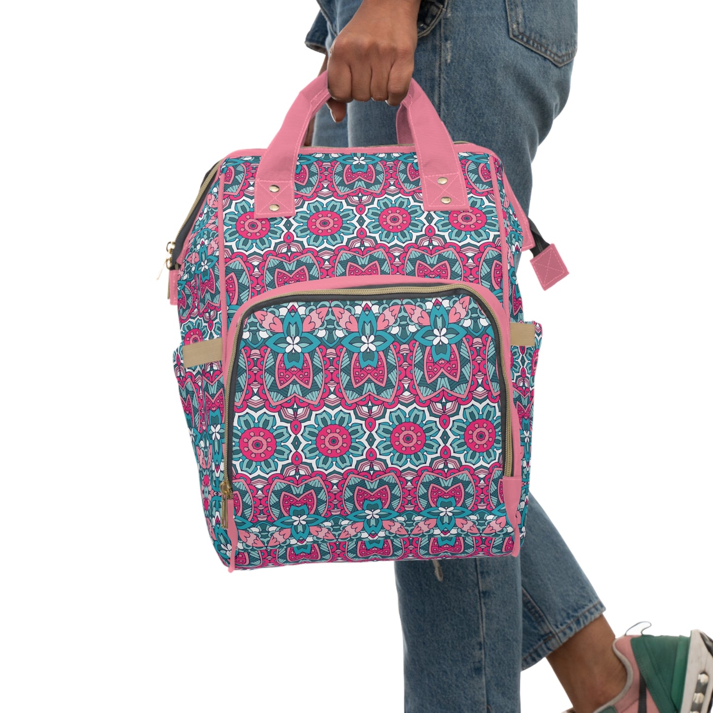 Mandala Diaper Backpack - Artistic & Multifunctional Baby Bag with Mandala Patterns, Ideal for Stylish Parents