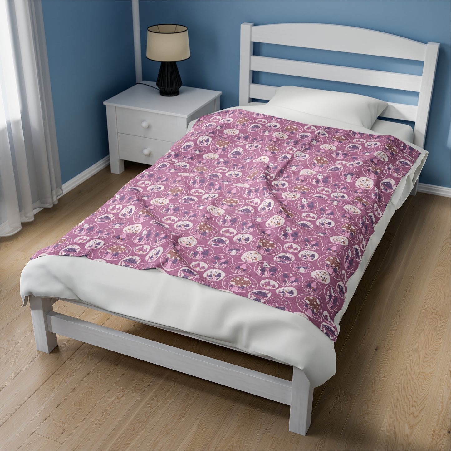 Mushroom Velveteen Plush Blanket | Soft, Whimsical, Luxurious and Comforting | Available in Multiple Sizes