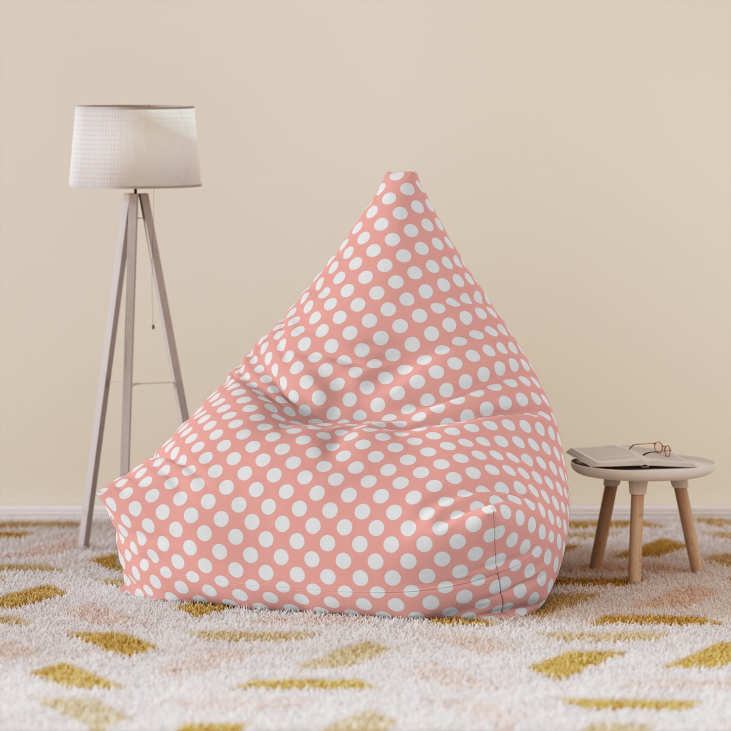 Pastel Polka Dot Bean Bag Chair Cover - Soft Polyester Slipcover with Secure Zip - Fits Various Sizes