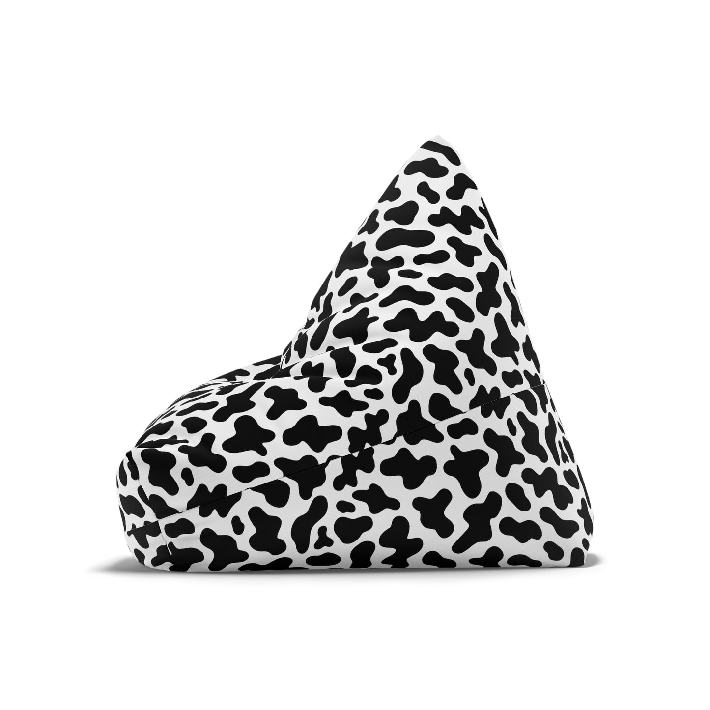 Cow Print Bean Bag Chair Cover - Durable Polyester, Locking Zipper, 2 Sizes