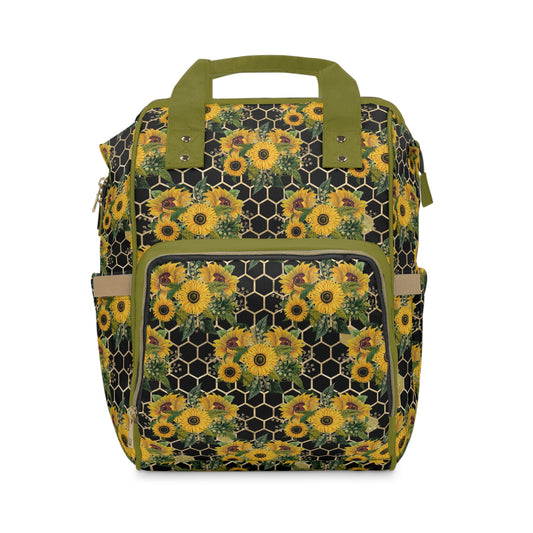 Sunflower Diaper Backpack - Bright & Multifunctional Baby Bag with Sunflower Design, Perfect for Nature-Loving Parents