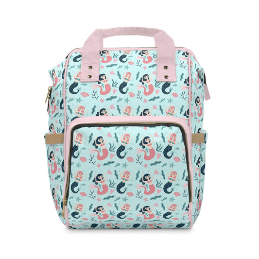 Mermaid Diaper Backpack - Magical & Multifunctional Nappy Bag with Ocean-Inspired Mermaid Patterns