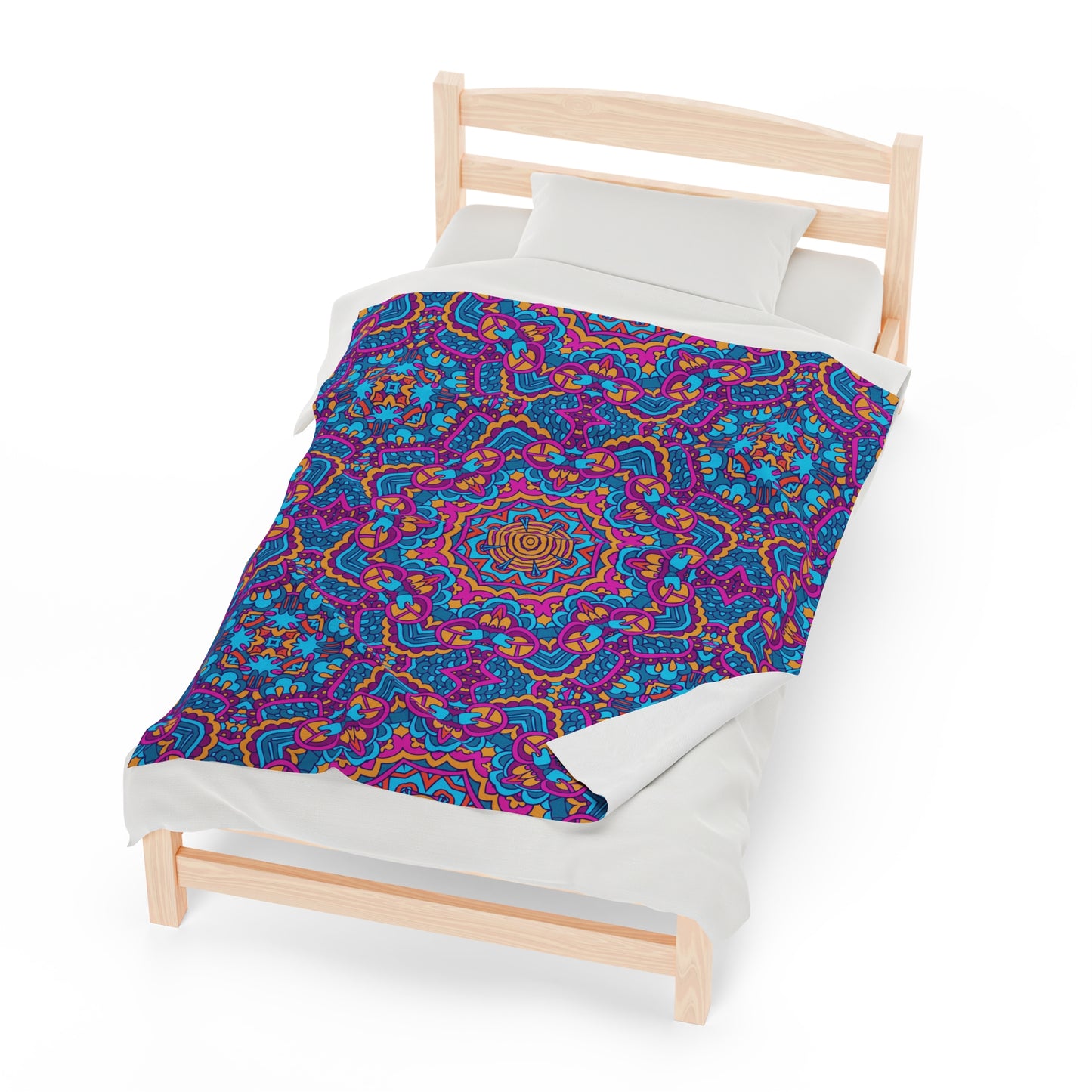 Mandala Velveteen Plush Blanket | Soft, Spiritual, Luxurious and Comforting | Available in Multiple Sizes