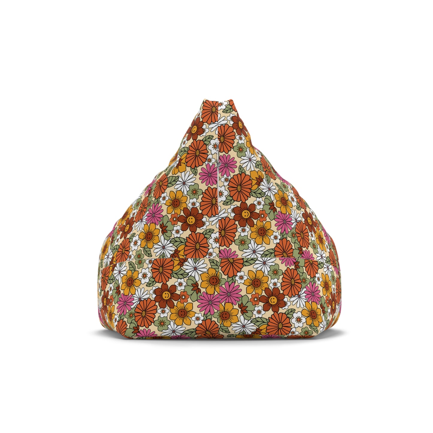 Retro Floral Bean Bag Chair Cover - Vintage-Inspired Durable Polyester Slipcover