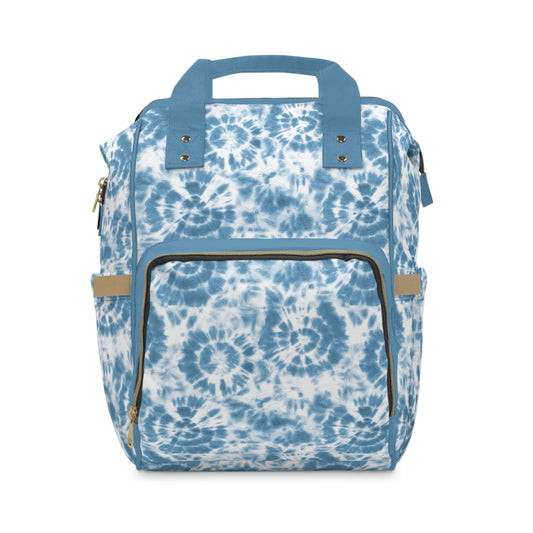 Multifunctional Tie-Dye Diaper Backpack - Lightweight Nylon Baby Bag with Adjustable Straps