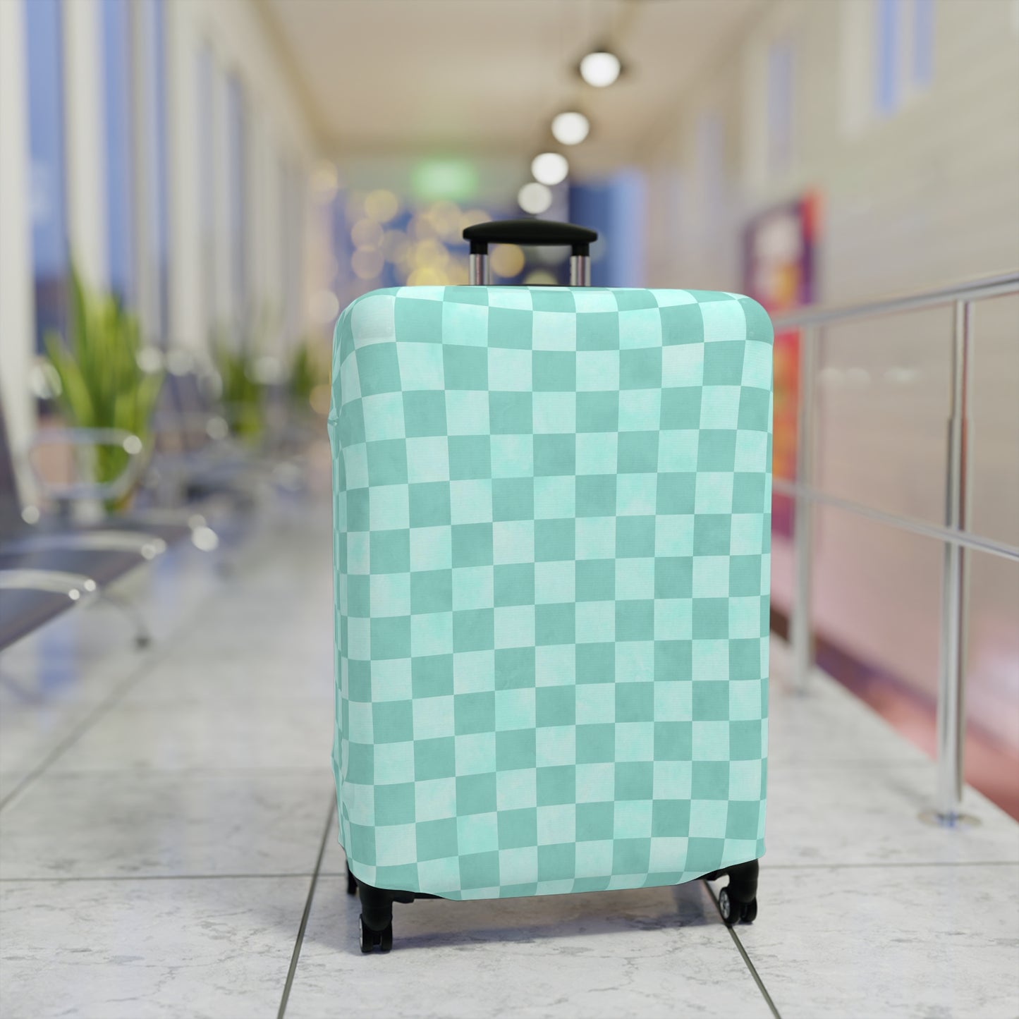Pastel Checkers Luggage Cover - Checkers Suitcase Cover