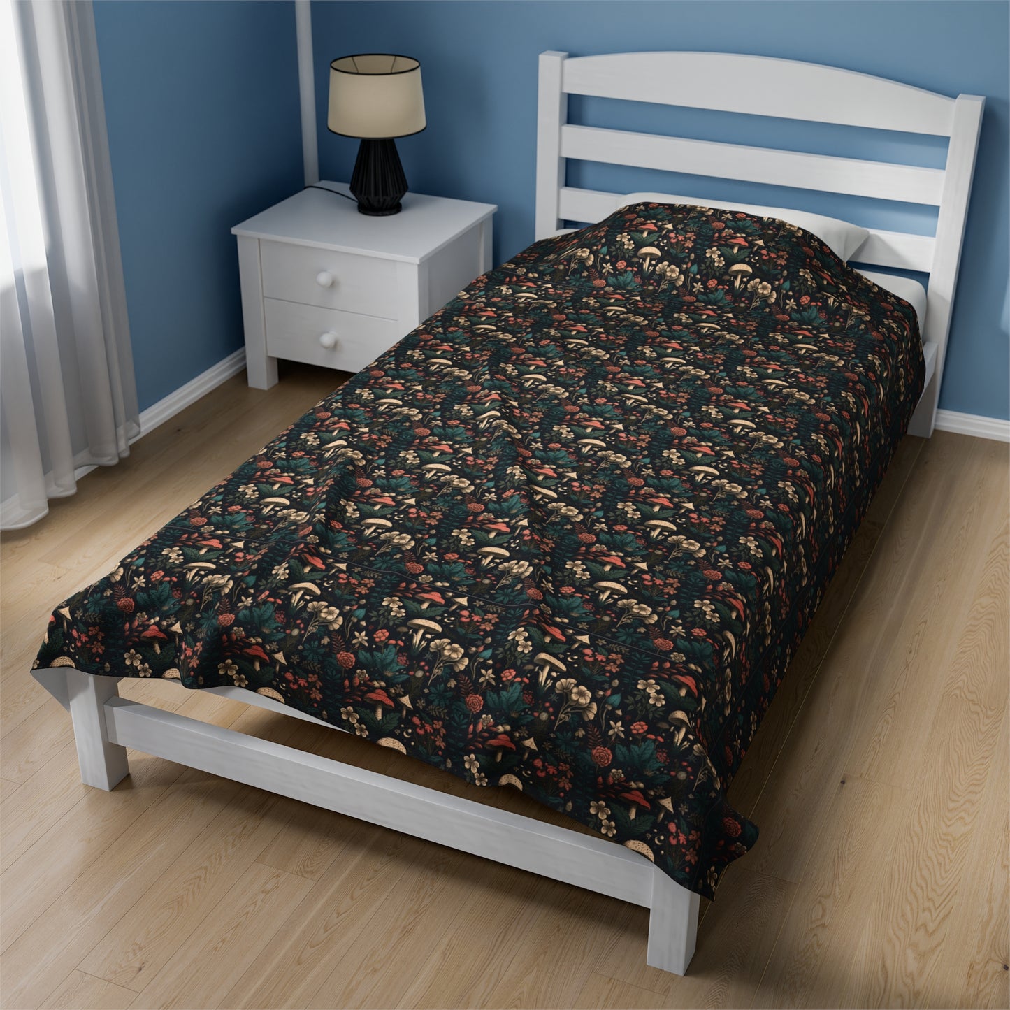 Mushroom Velveteen Plush Blanket | Soft, Whimsical, Luxurious and Comforting | Available in Multiple Sizes