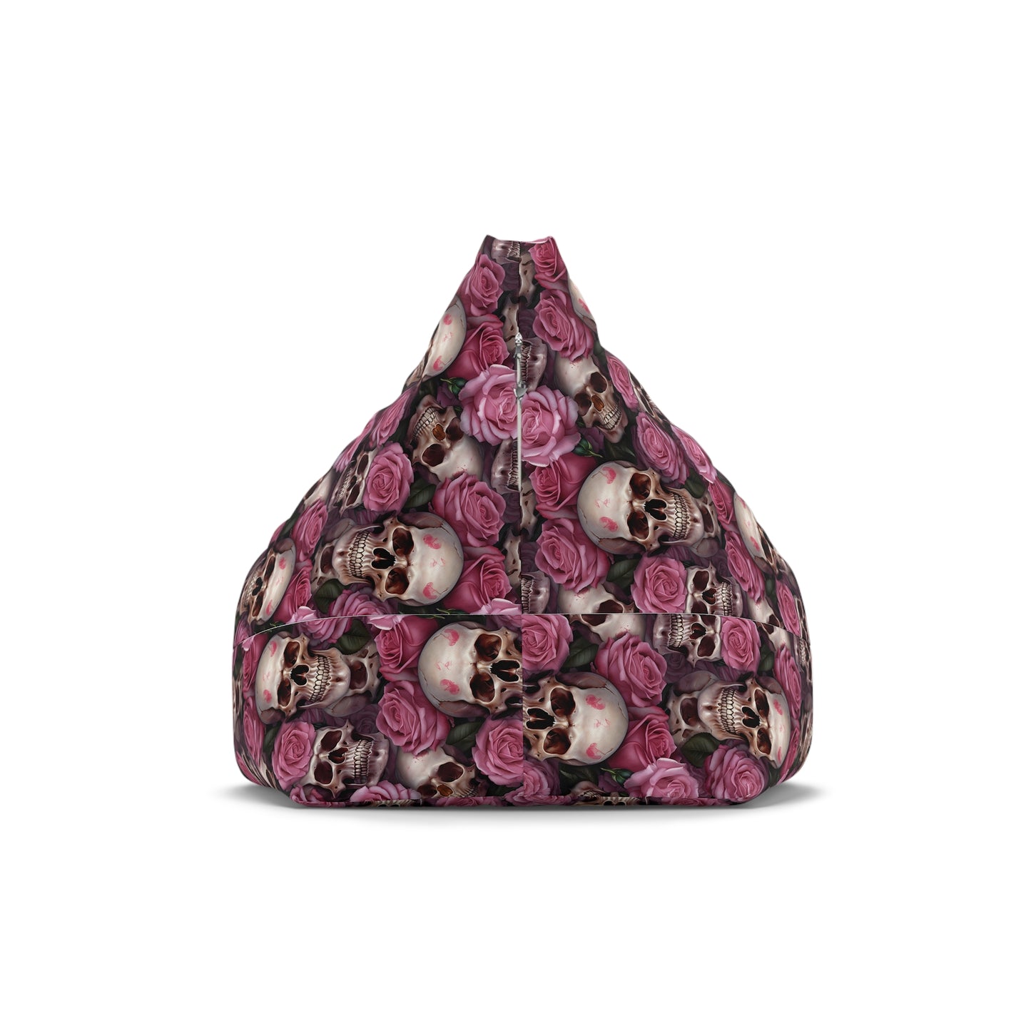Floral Skull Bean Bag Chair Cover - Lockable Zipper, 2 Size Options, Gothic Home Decor