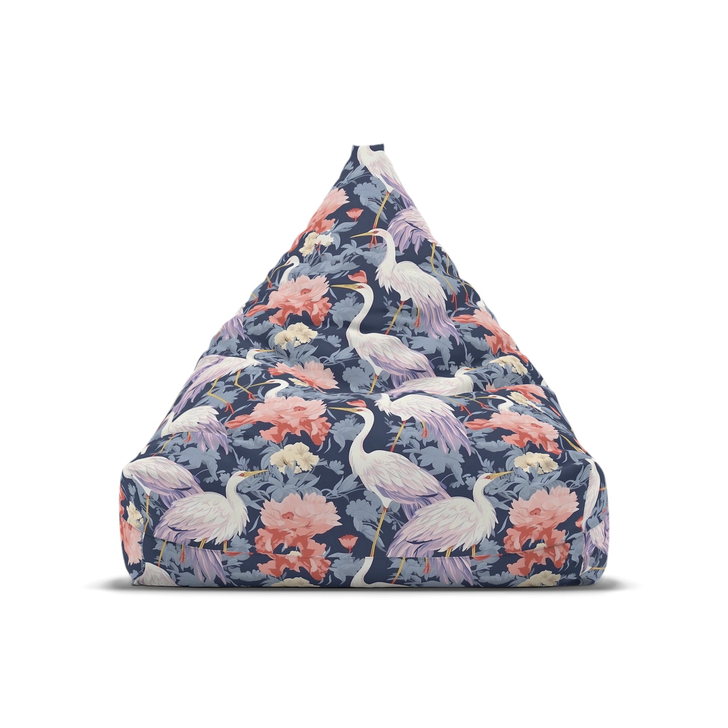 Chinoiserie Bean Bag Chair Cover - Elegant Oriental-Inspired Polyester Slipcover with Secure Zip - Fits Various Sizes