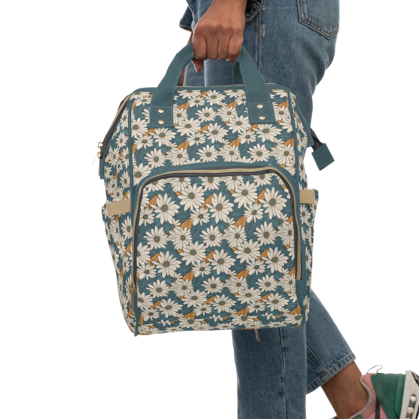Daisy Diaper Backpack - Charming & Multifunctional Baby Bag with Daisy Patterns, Perfect for Nature-Loving Parents
