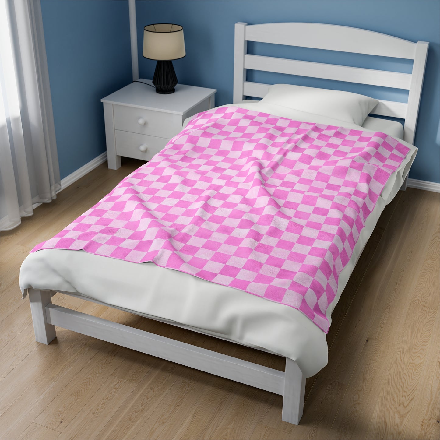 Pastel Checkers Velveteen Plush Blanket | Soft, Trendy, Luxurious and Comforting | Available in Multiple Sizes