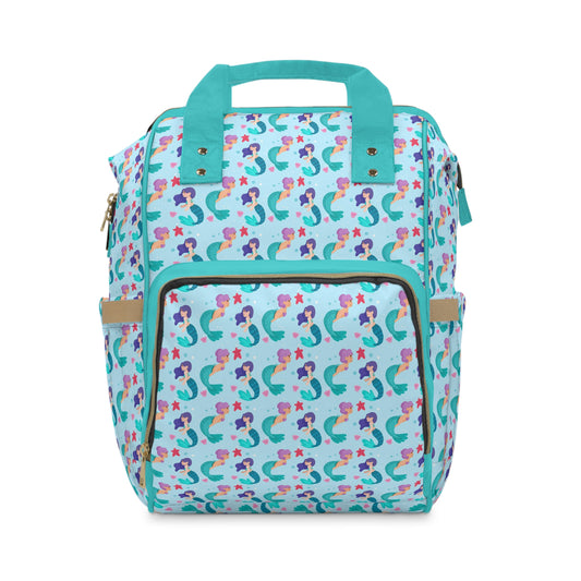 Mermaid Diaper Backpack - Magical & Multifunctional Nappy Bag with Ocean-Inspired Mermaid Patterns