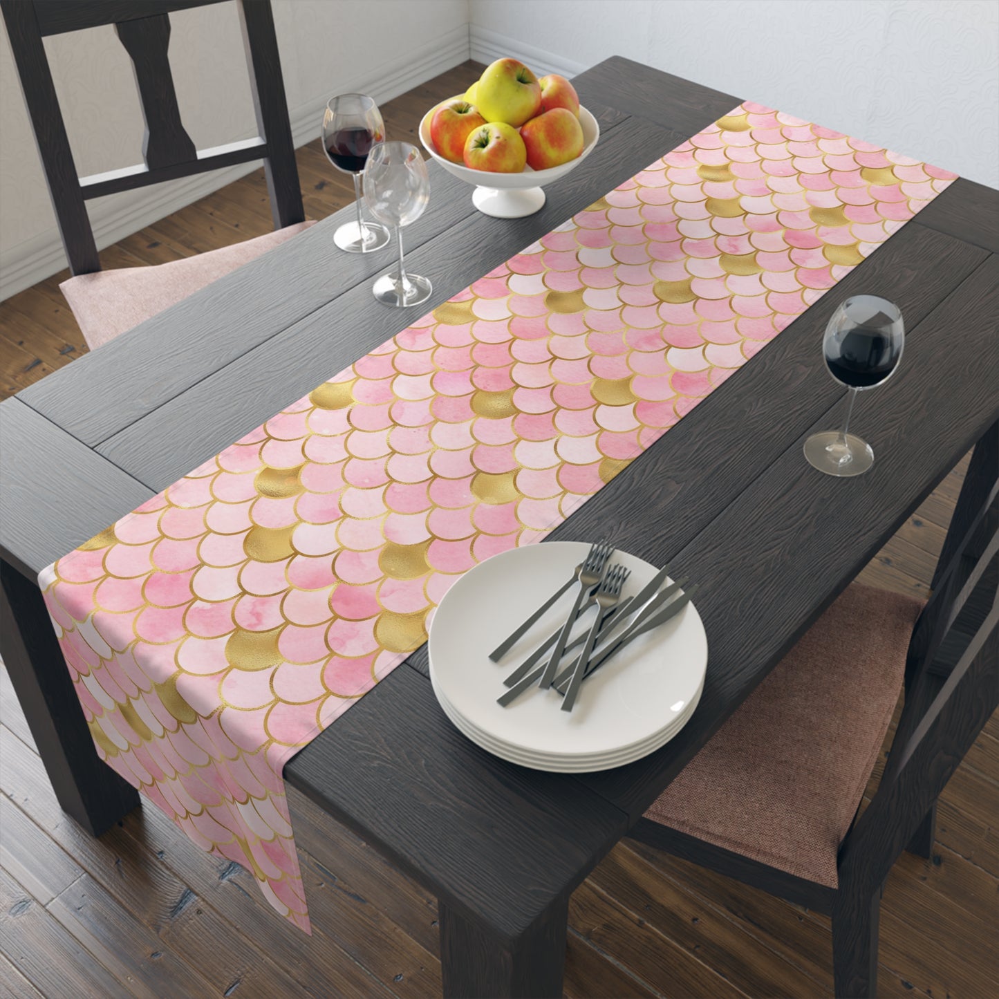 Mermaid Print Table Runner - Mystical Sea Charm, Cotton Twill or Polyester - Perfect for Enchanting Home Decor