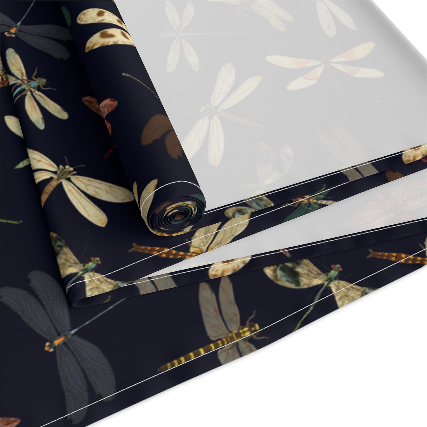 Dragonfly Print Table Runner - Elegant Whimsy, Cotton Twill or Polyester - Perfect for Nature-Inspired Home Decor