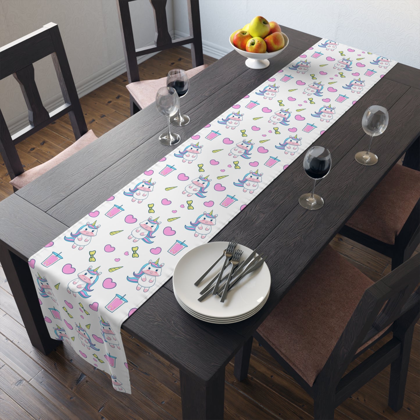 Unicorn Print Table Runner - Magical Elegance, Cotton Twill or Polyester - Perfect for Whimsical & Fantasy Home Decor