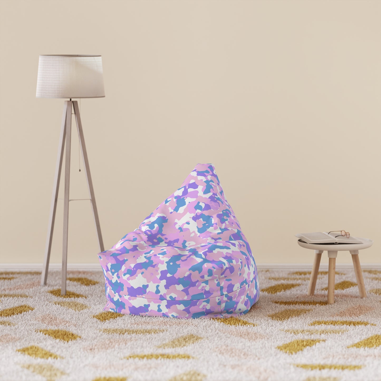 Camouflage Bean Bag Chair Cover - Durable Polyester, Locking Zipper, 2 Sizes Camo Bean Bag Cover