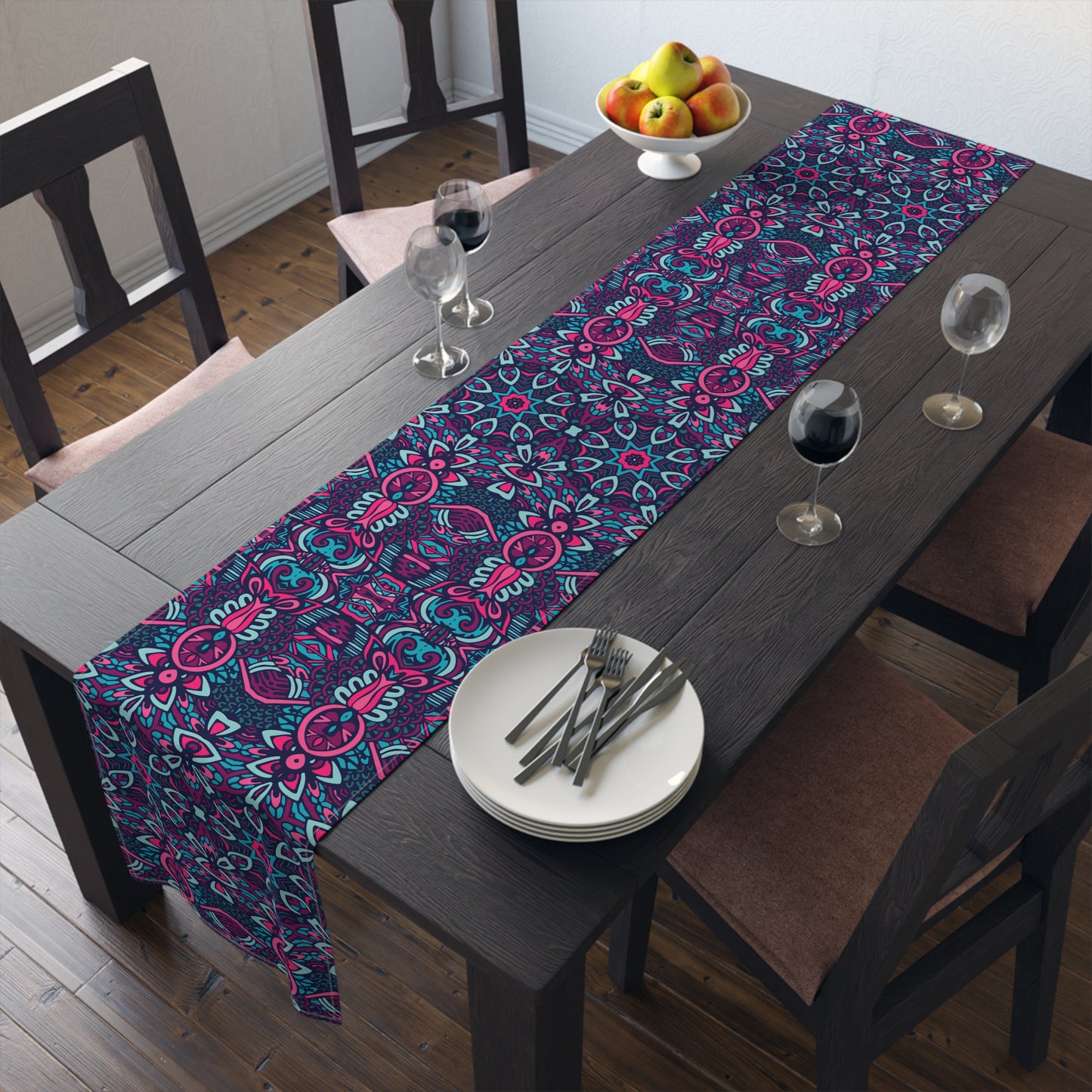Mandala Print Table Runner - Intricate Patterns, Cotton Twill or Polyester - Ideal for Decorative Home Accents