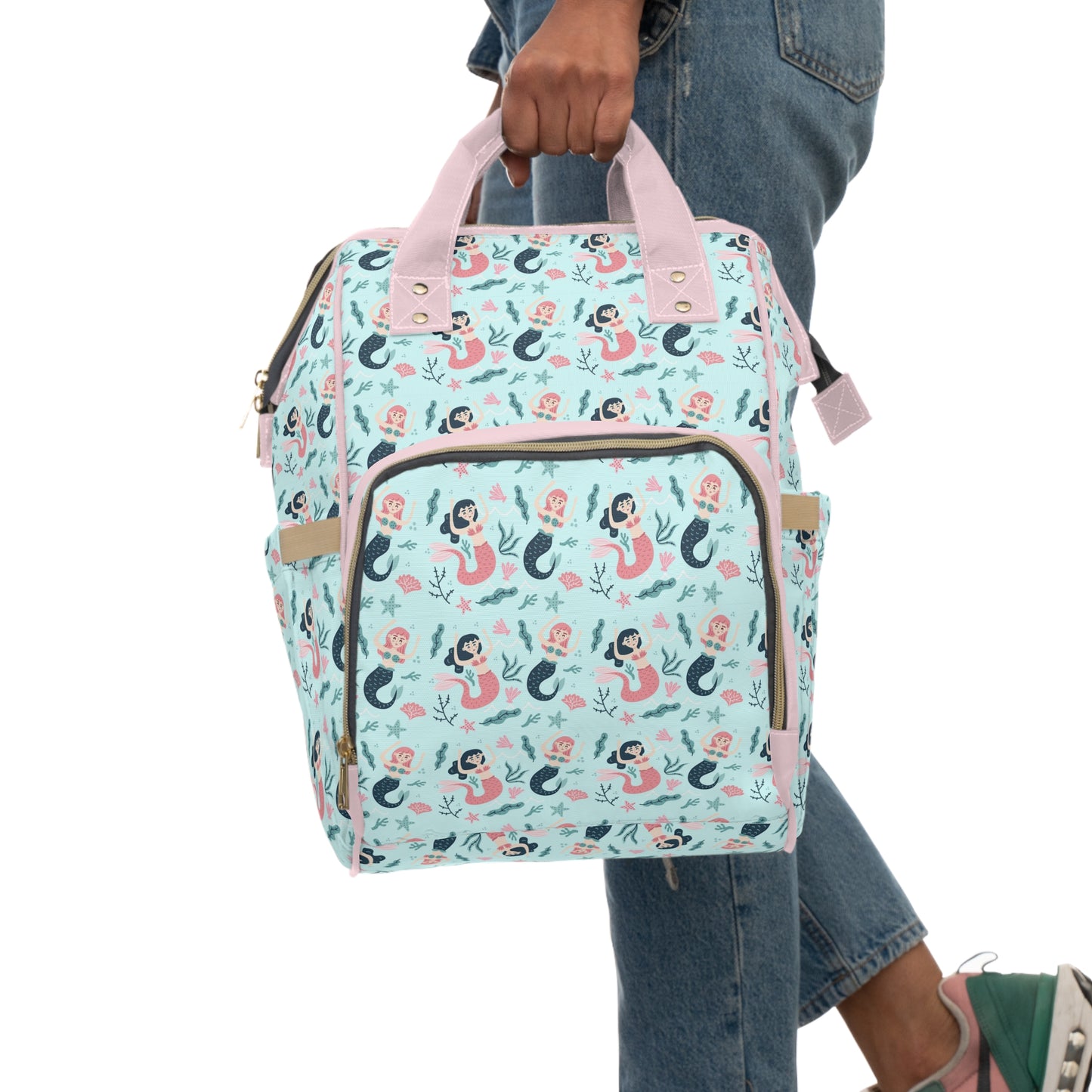 Mermaid Diaper Backpack - Magical & Multifunctional Nappy Bag with Ocean-Inspired Mermaid Patterns