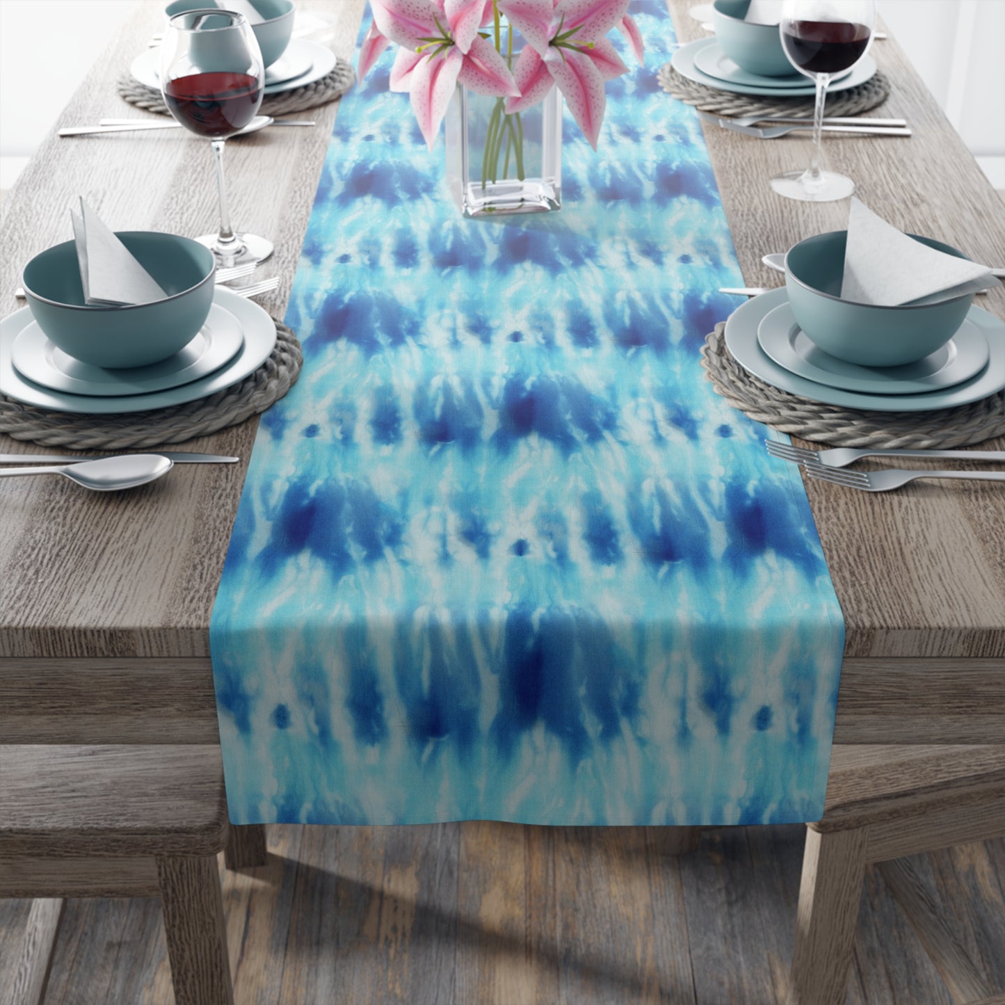 Tie-Dye Table Runner - Vivid Colors, Cotton Twill or Polyester - Ideal for Home Decor & Unique Gifts