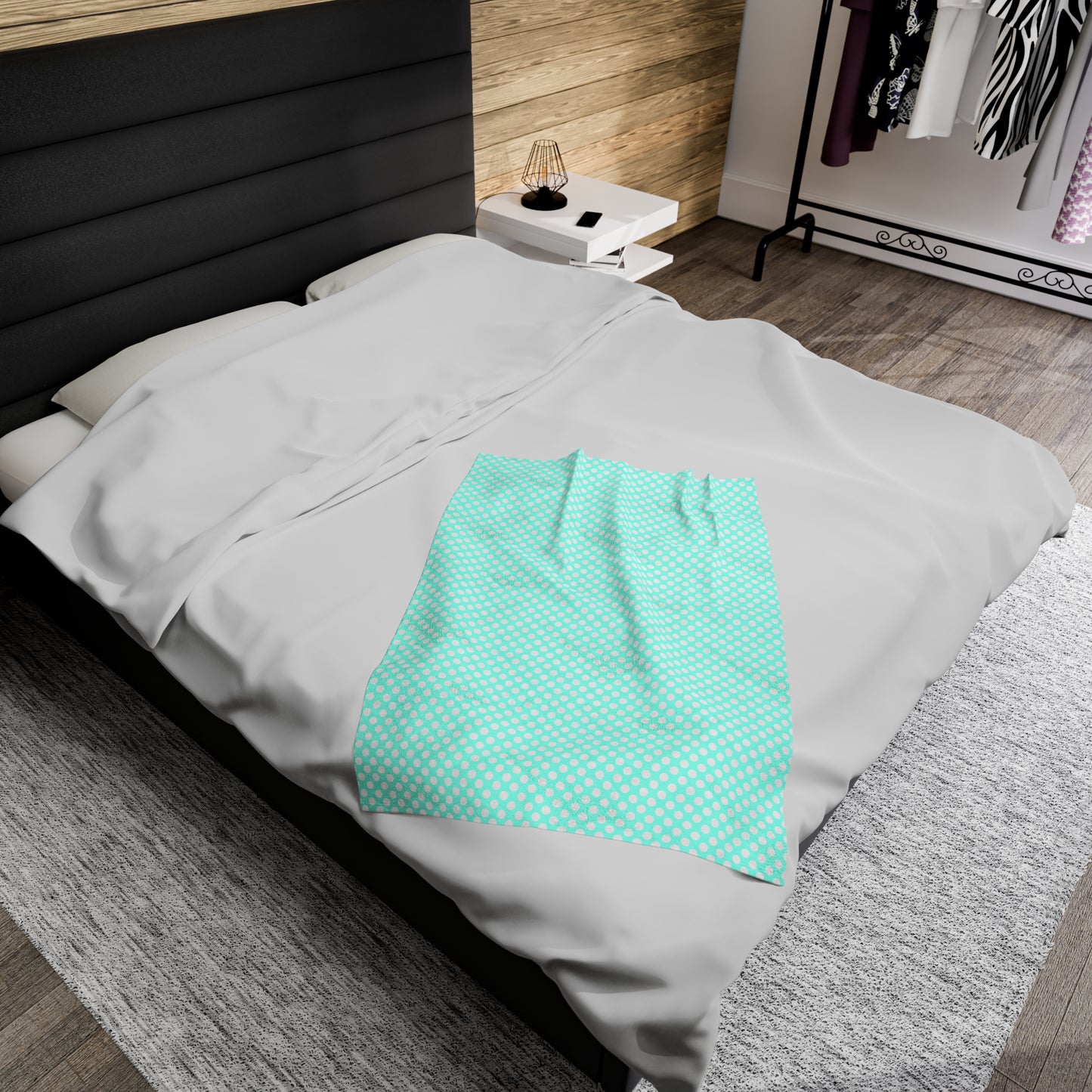 Pastel Polka Dot Velveteen Plush Blanket | Soft, Playful, Luxurious and Comforting | Available in Multiple Sizes