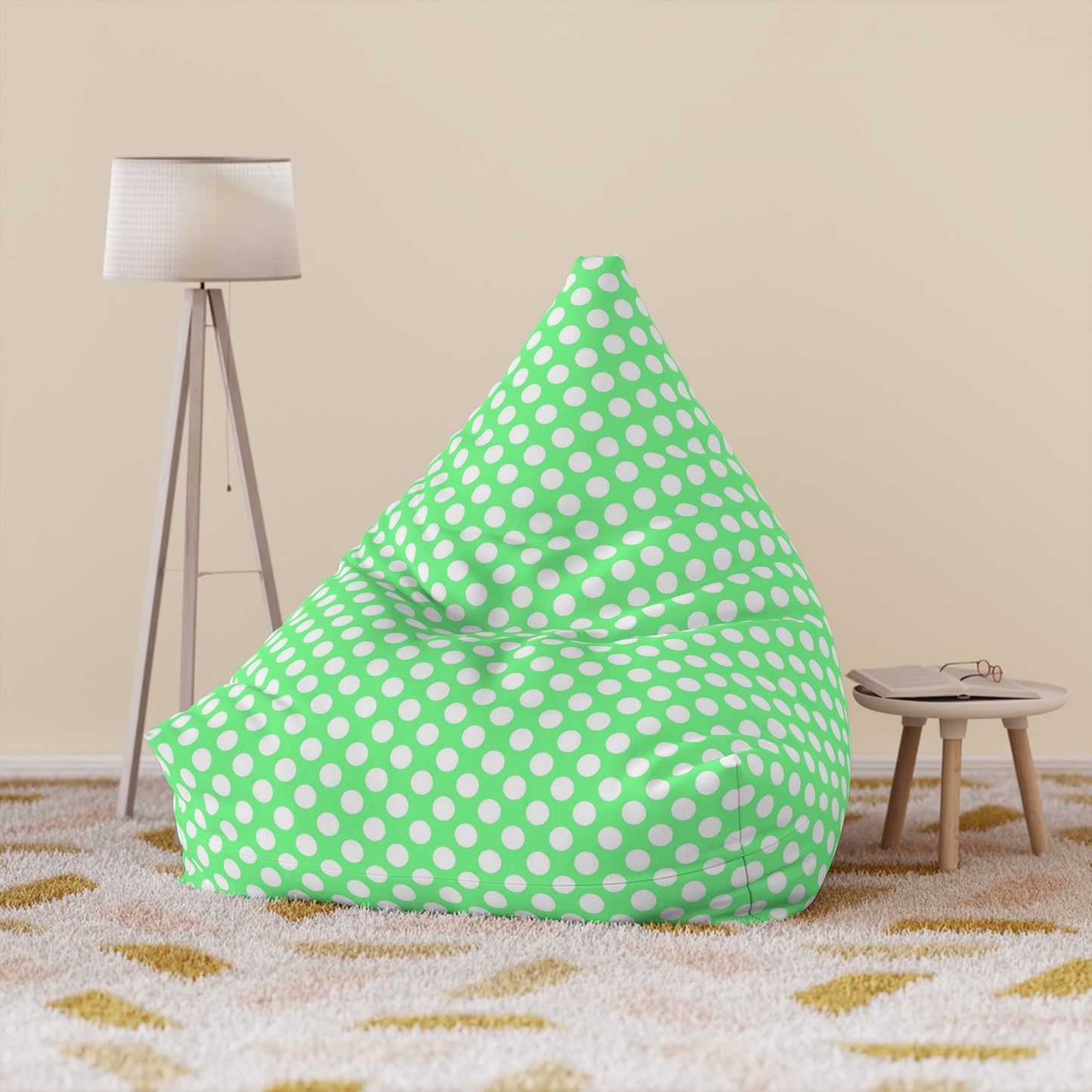 Pastel Polka Dot Bean Bag Chair Cover - Soft Polyester Slipcover with Secure Zip - Fits Various Sizes