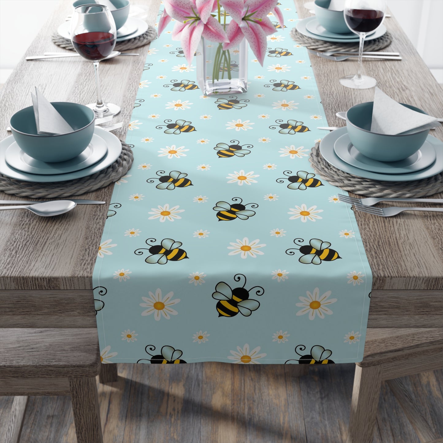 Honey Bee Print Table Runner - Buzzing with Charm - Perfect for Nature Lovers Homes